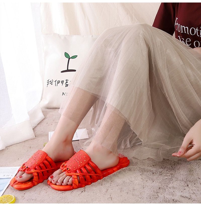 Lobster Slippers Beach Slides Summer Funny Sandals House Slippers For Women