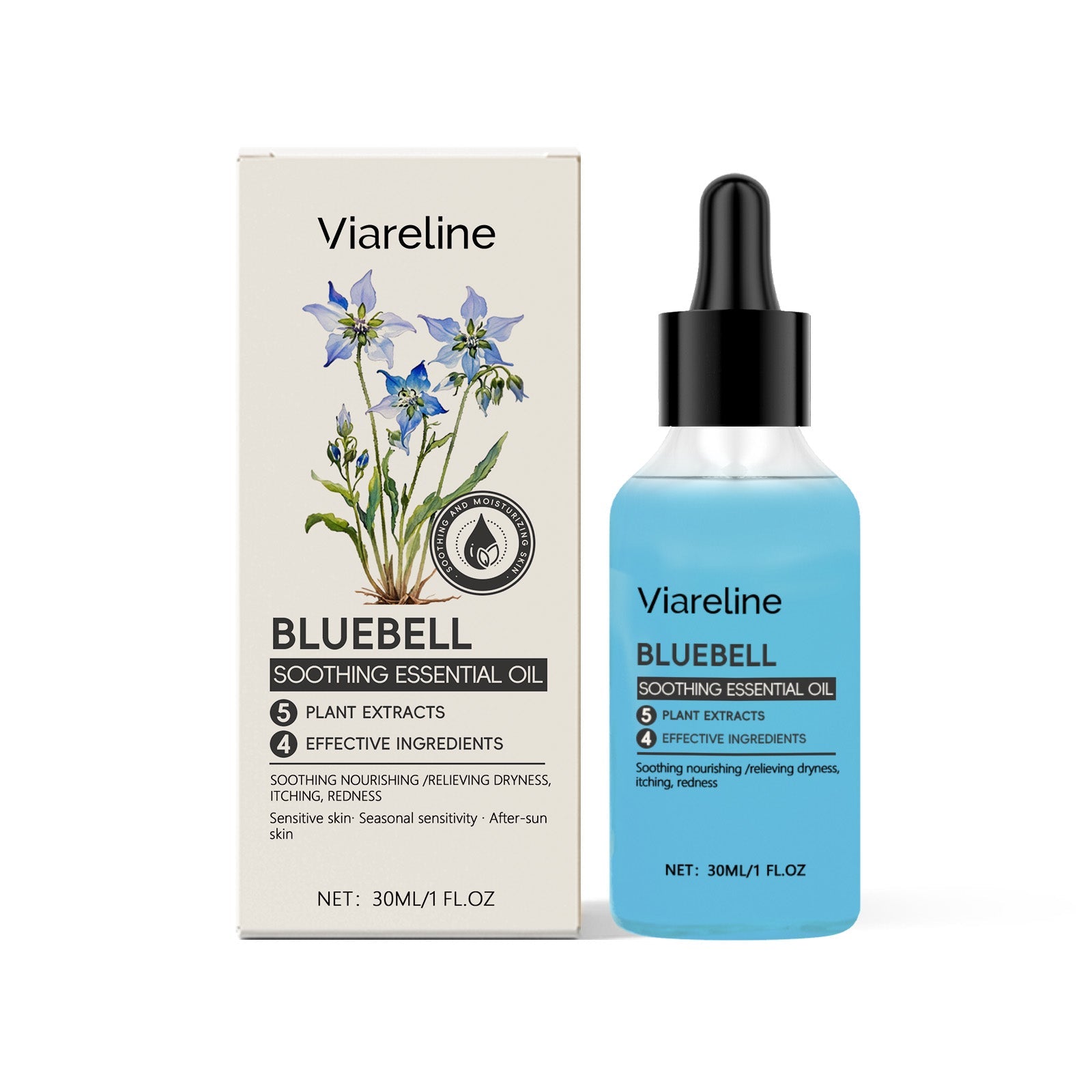 Blue Bell Soothing Facial Oil, Hydrating, Nourishing, Skin Care, Redness Relief ,30ml