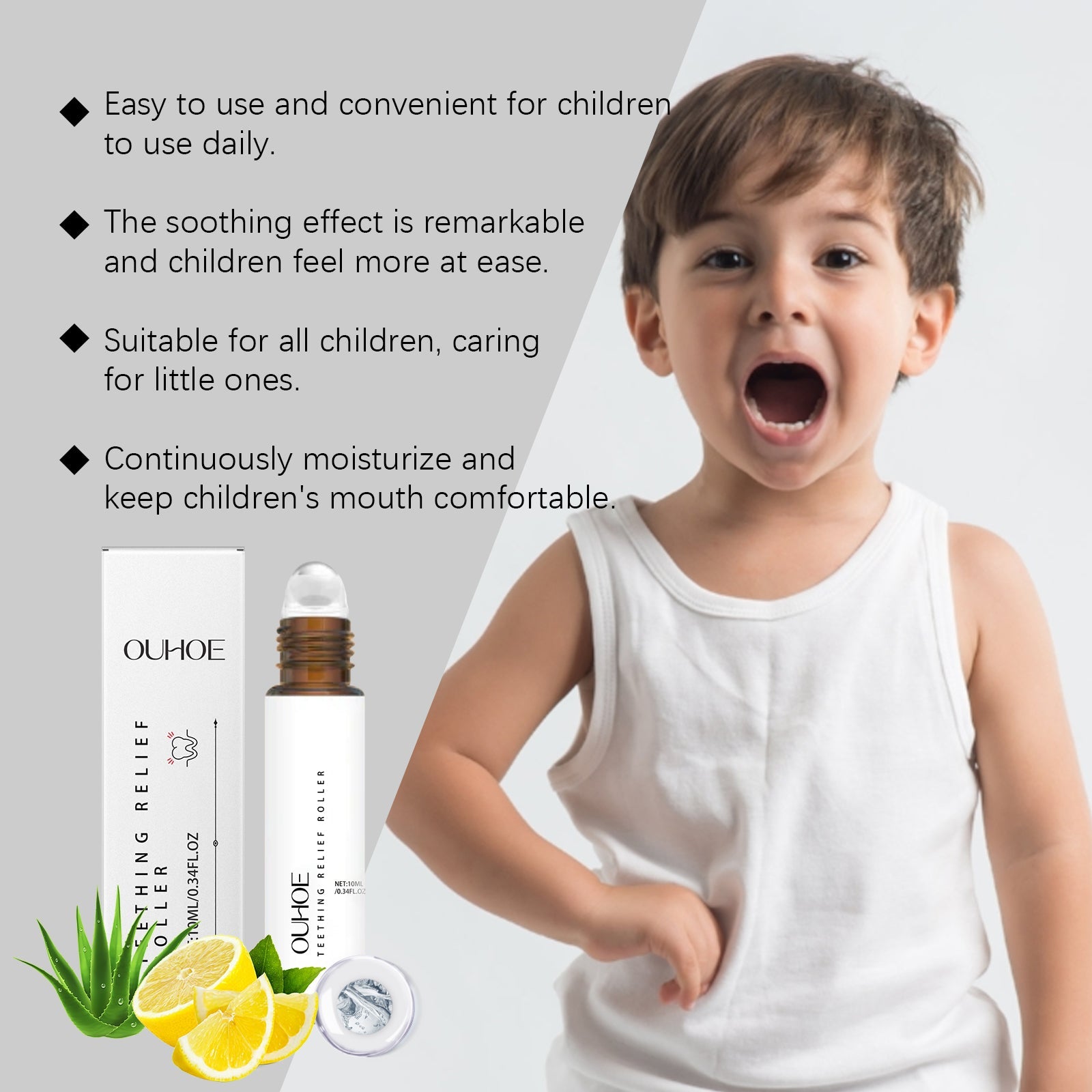 Gentle Dental Care Roller, Teething Relief, Soothing, Natural Ingredients, Child Friendly ,10ml/box