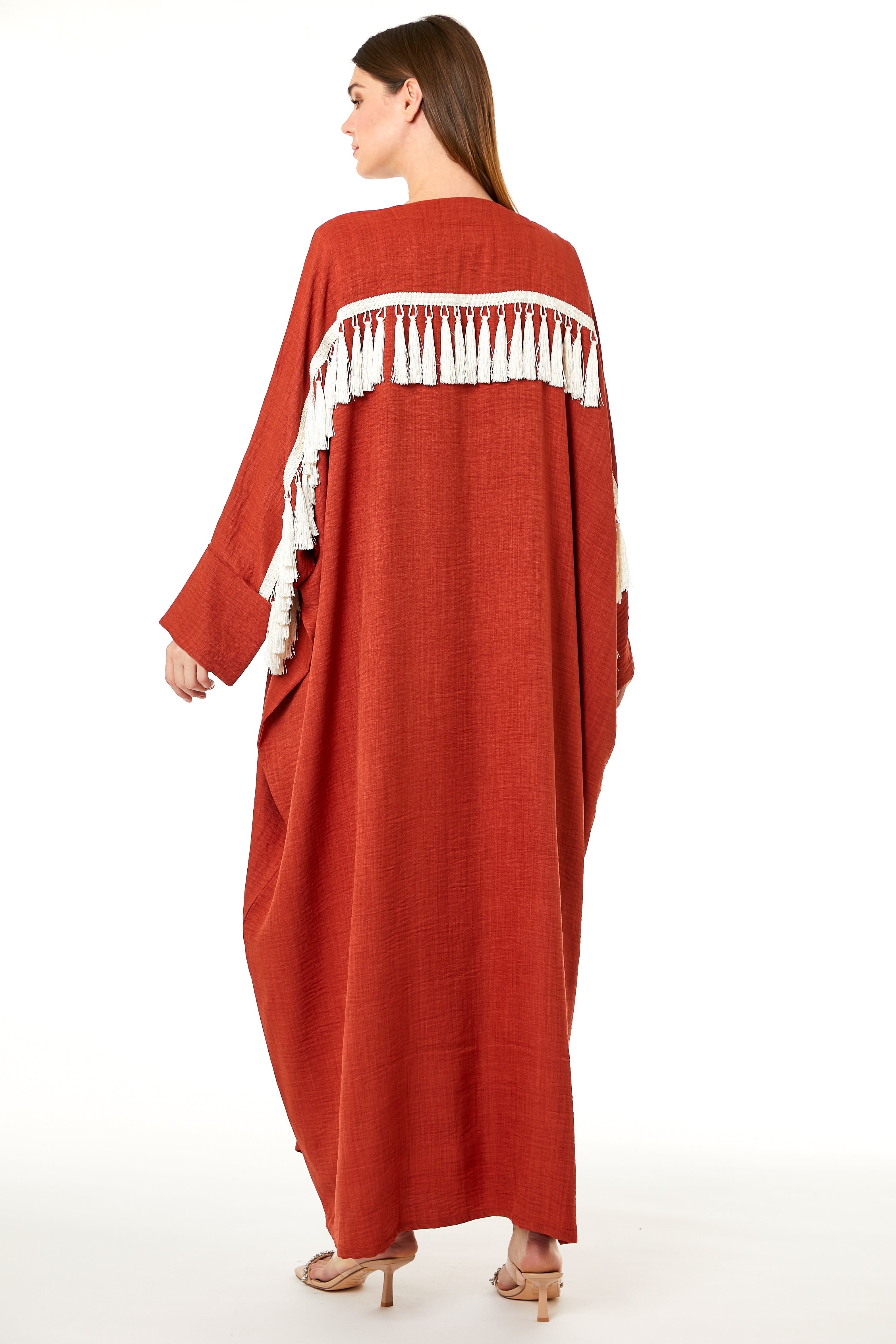MOiSTREET Rust Orange CEY Melange Abaya