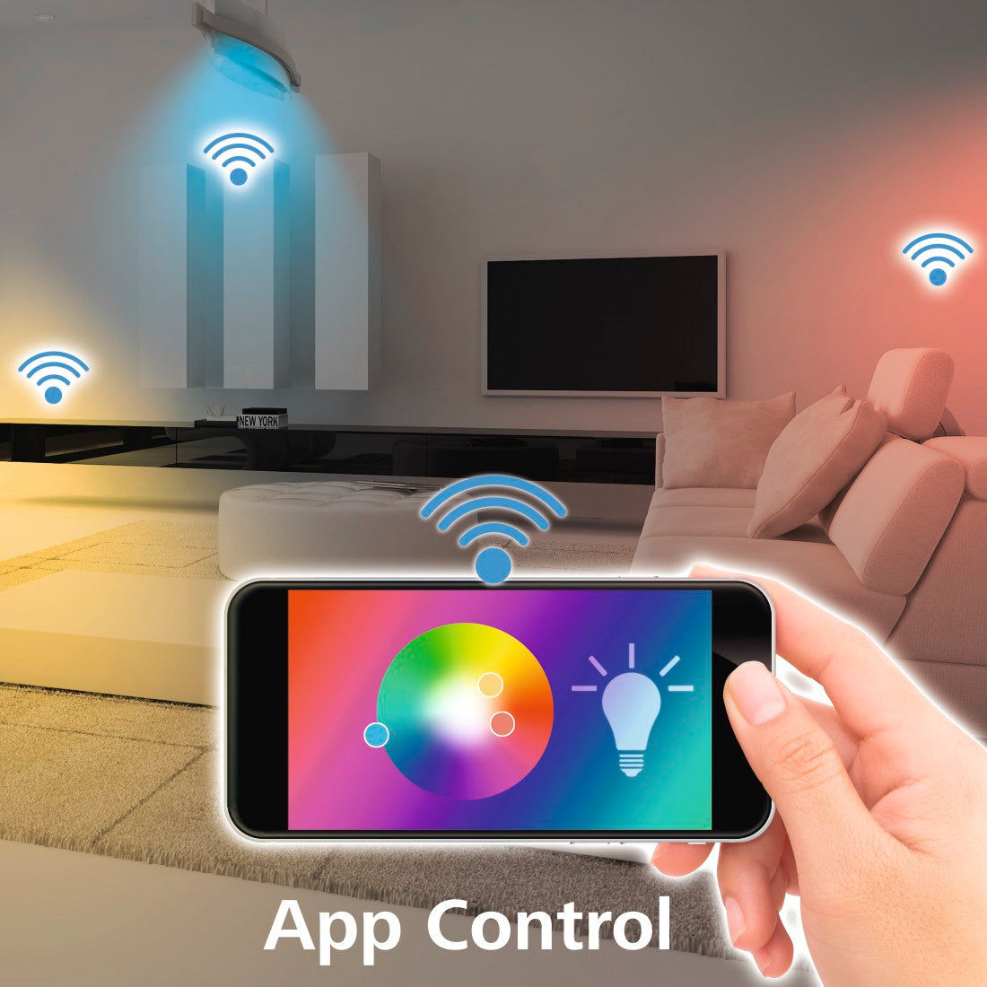 Hama 176560 "Design" Smart Home Ceiling Light, without Hub, Voice / App Control, metal