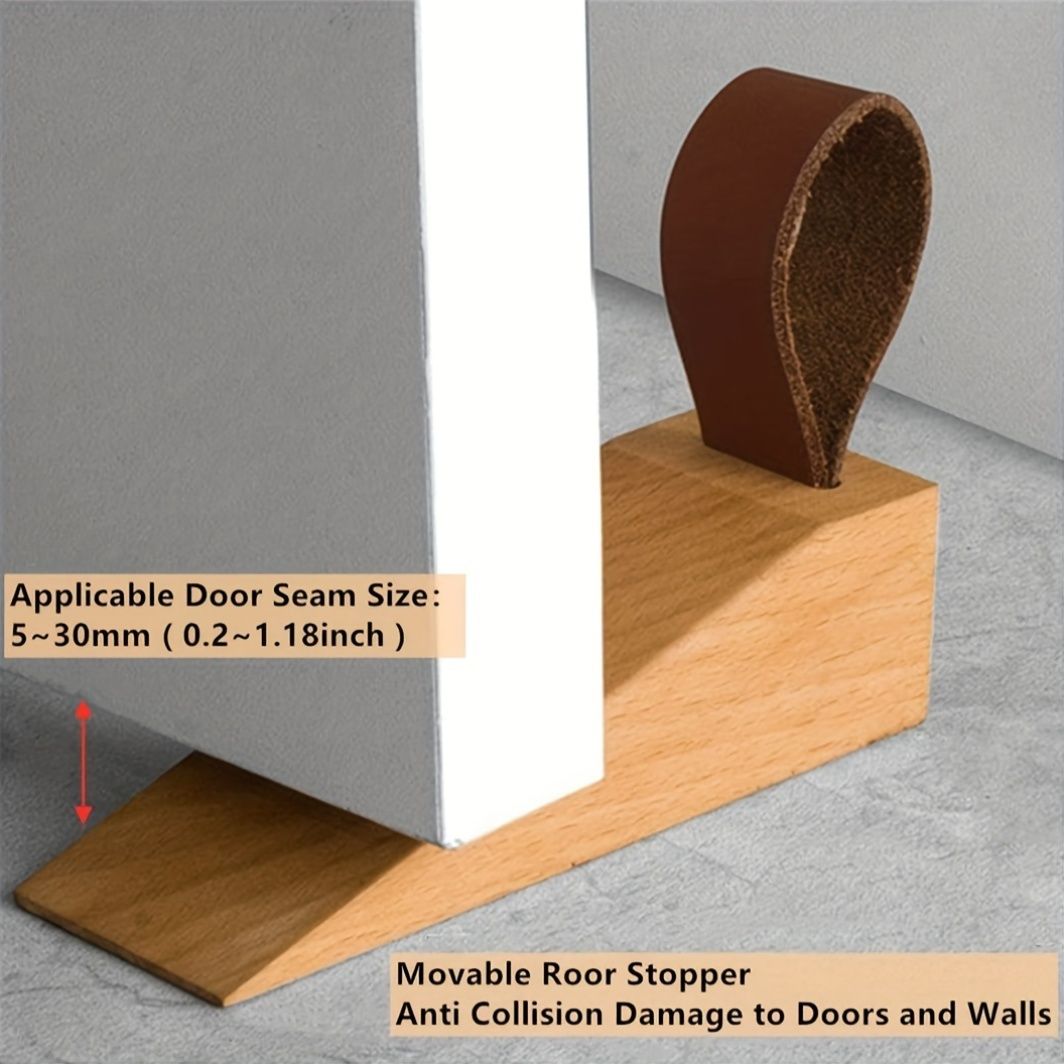 2 Pack Door Stopper Sturdy Solid Wood Door Stop for Living Room Bedroom Bathroom