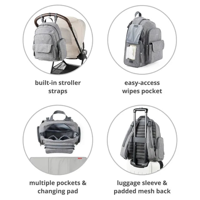 Skip Hop Luna Diaper Backpack- Grey