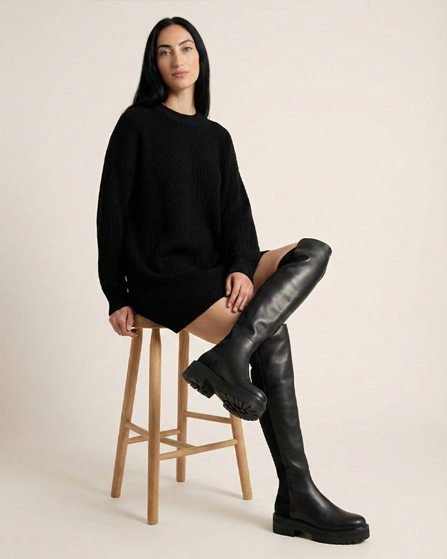 Stuart Weitzman ultralift 5050 Leather Black Over-the-Knee Boots