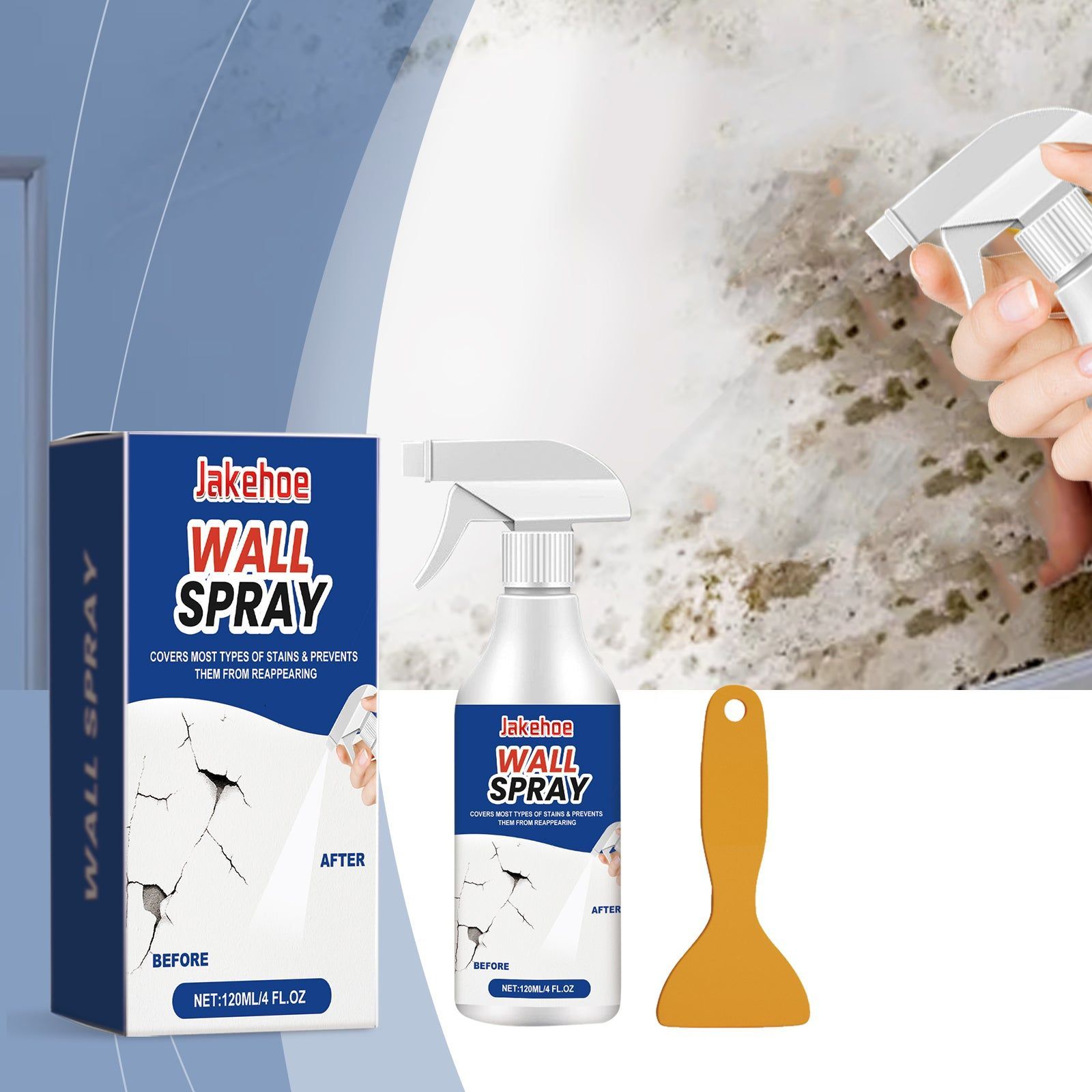 Transform Your Walls with Easy Wall Cleaning Spray, Stain Removal, Moisture-Proof, Mold & Peeling Repair ,1set