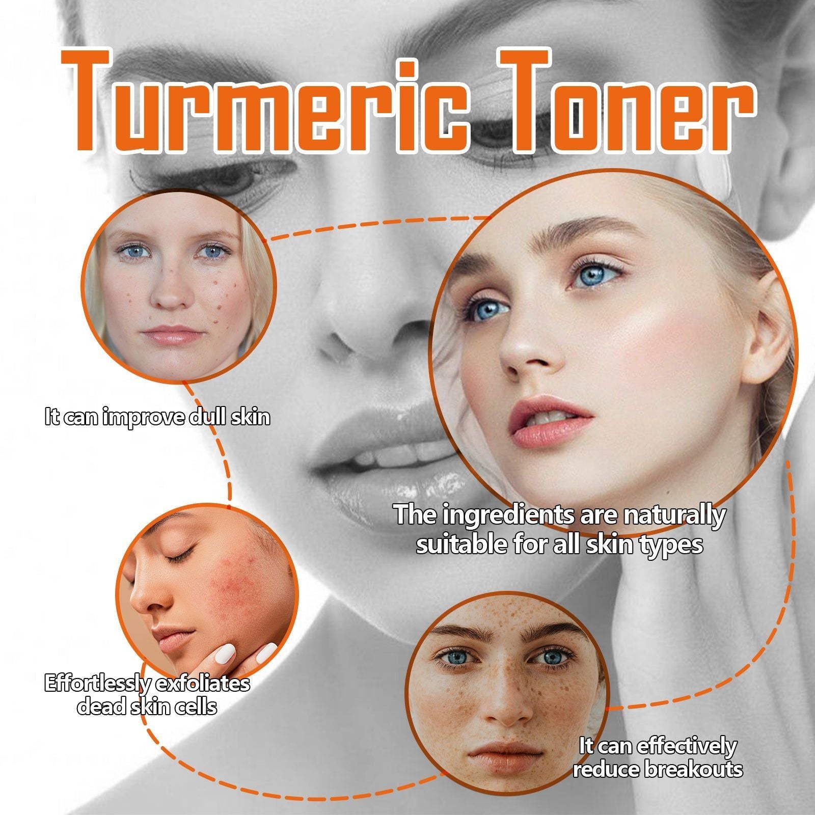 Deep Hydrating Turmeric Toner for Brightening, Moisturizing, and Skin Rejuvenation ,100ml