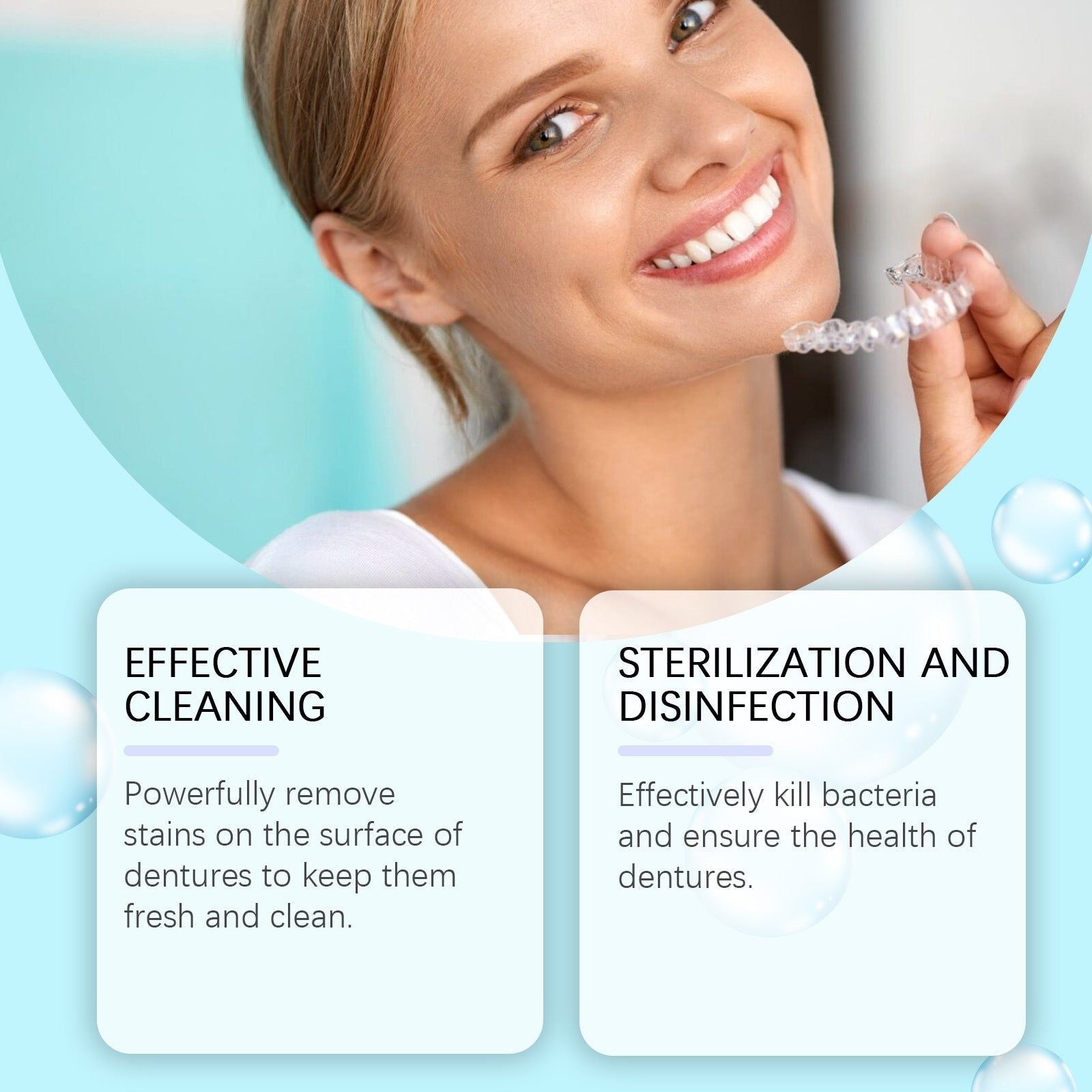 Denture Cleaning Tablets, Fresh Breath, Stain Removal, Oral Hygiene, Easy to Use ,12pieces