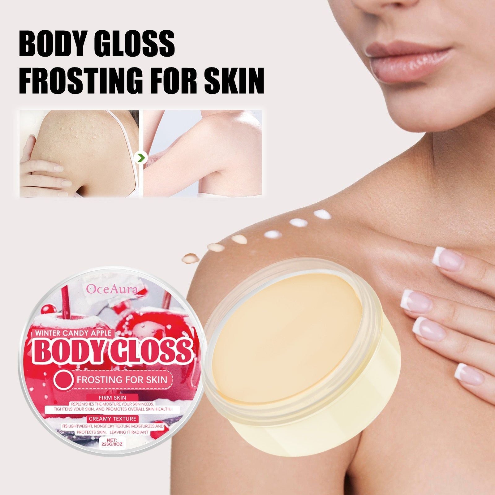 Body Gloss Frosting for Skin, Nourish and Moisturize, Brighten, Repair, Smooth ,226g