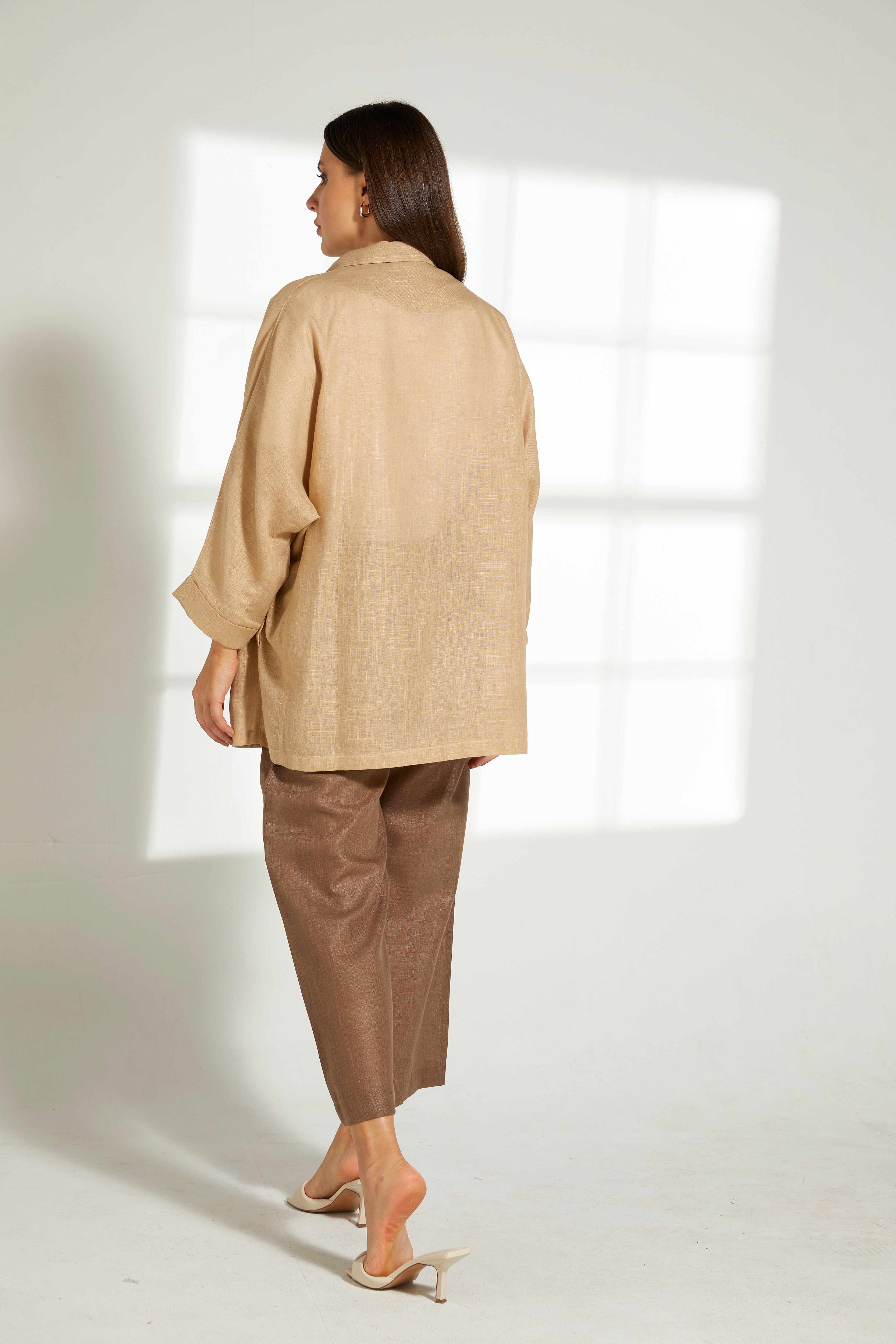 MOiSTREET Multicolor Linen Fabric Top and Pants Set