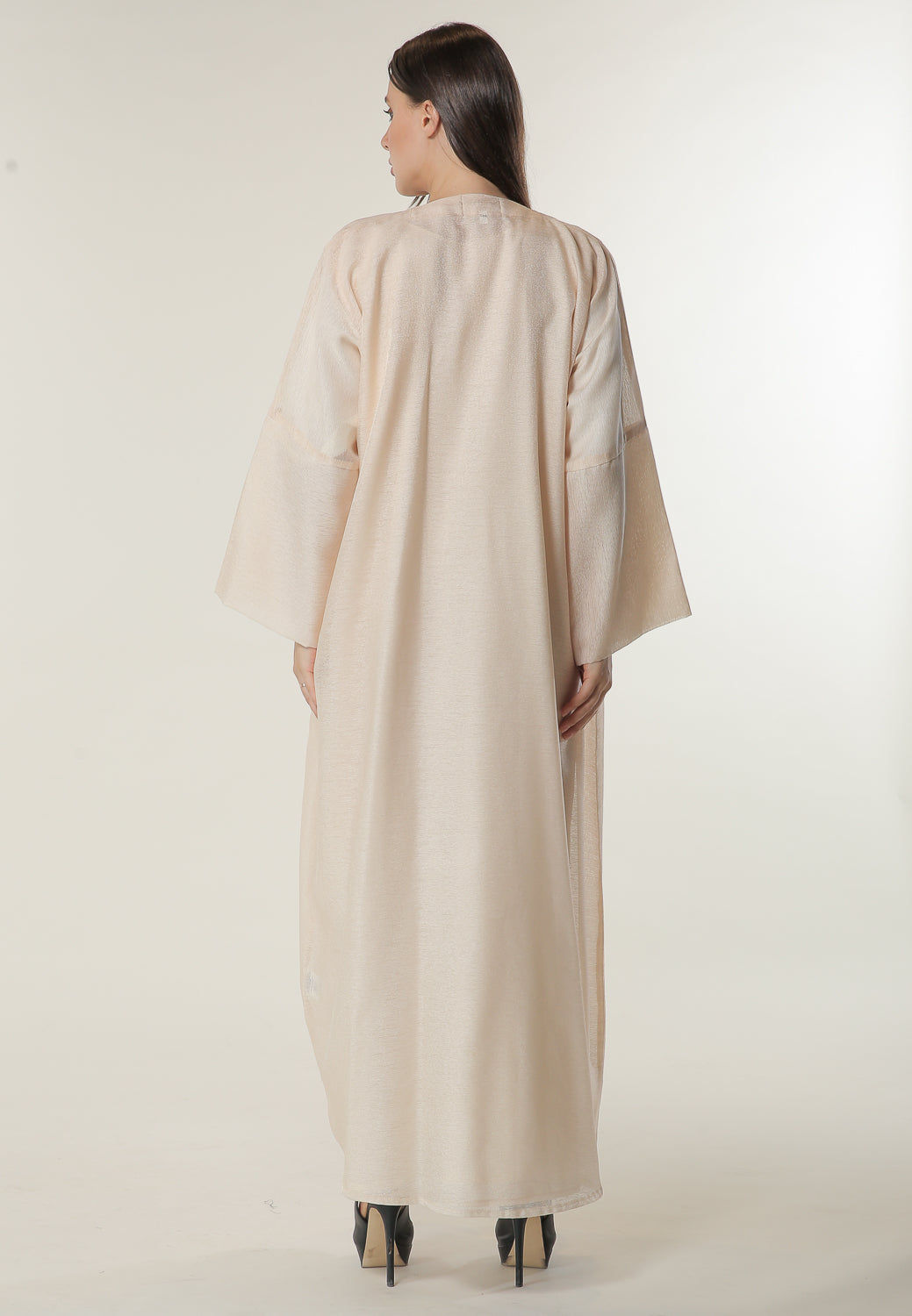 MOiSTREET Handwork Embellished Peach Organza Abaya with Inner