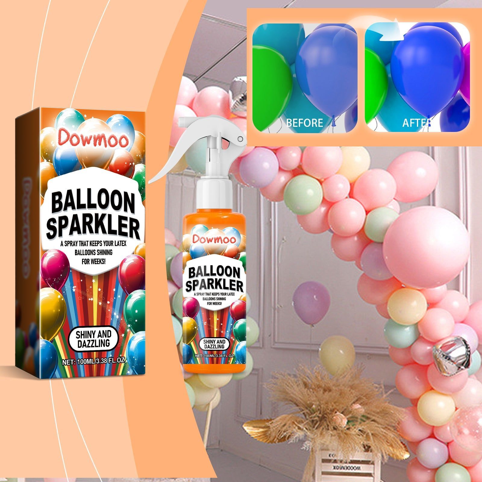 Brighten Your Balloons Instantly, Long-Lasting Gloss, Perfect for Party Decor ,100ml