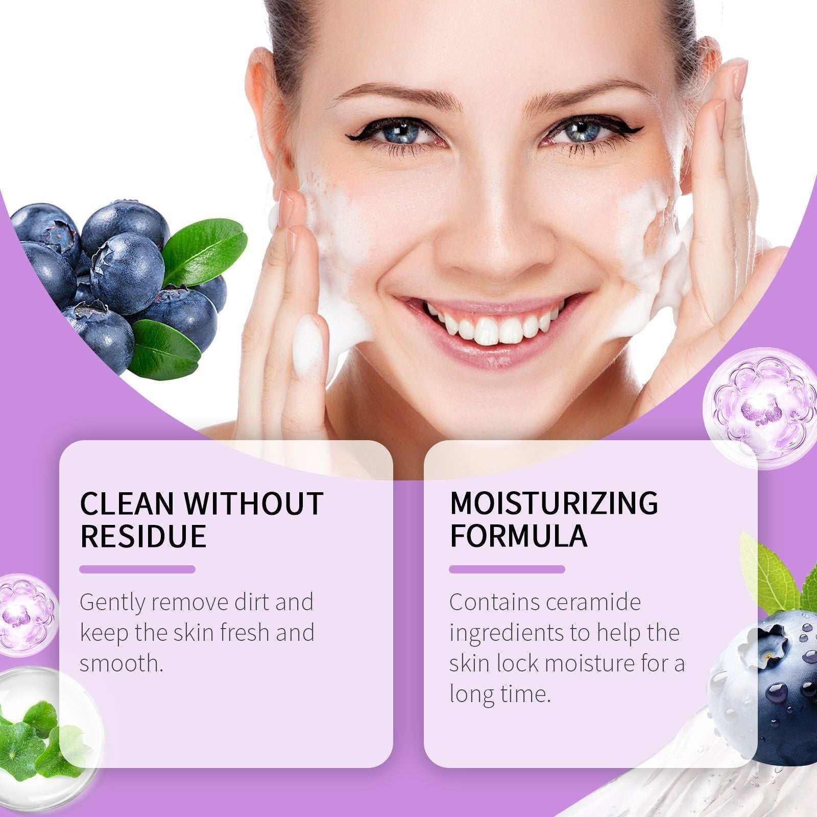 Blueberry Facial Cleansing Gel, Hydrating Moisturizer, Gentle Skin Refresh ,70ml