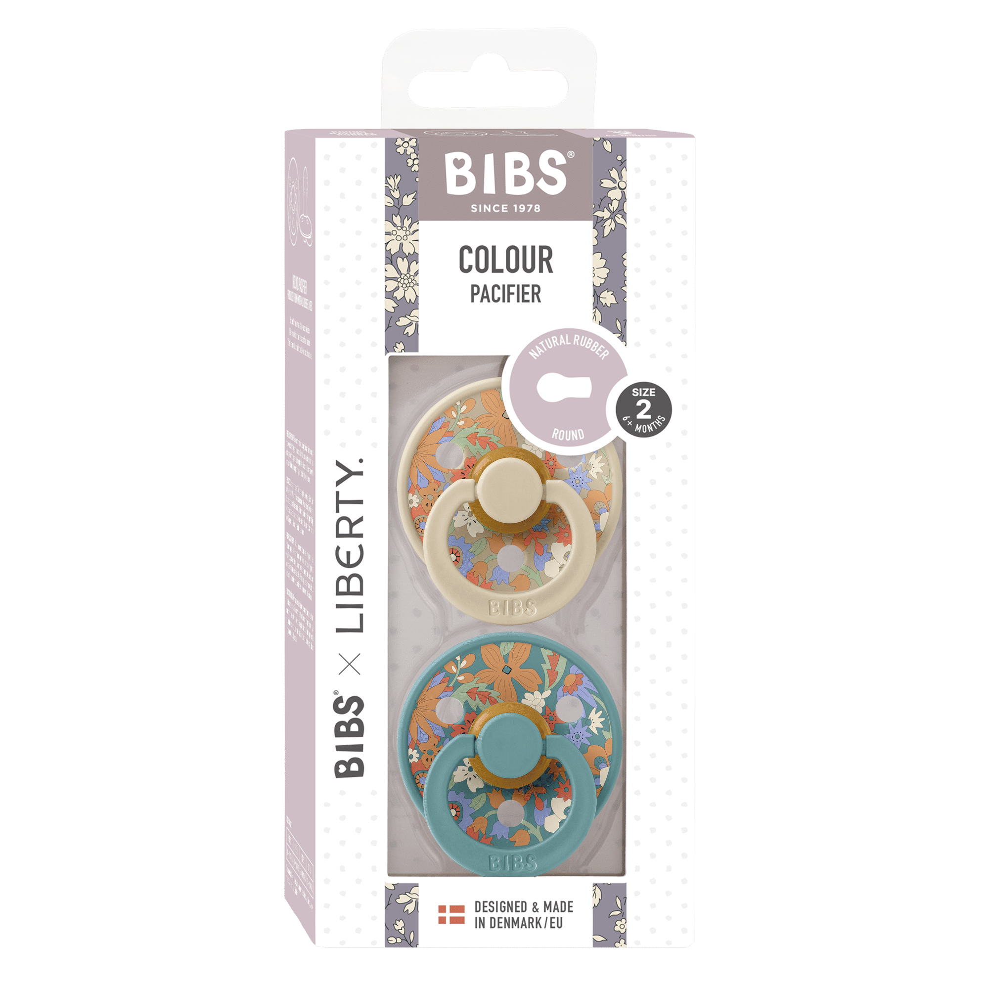 Bibs x Liberty 2 PACK Colour June Blossom Latex Size 2 Vanilla Hush Mix