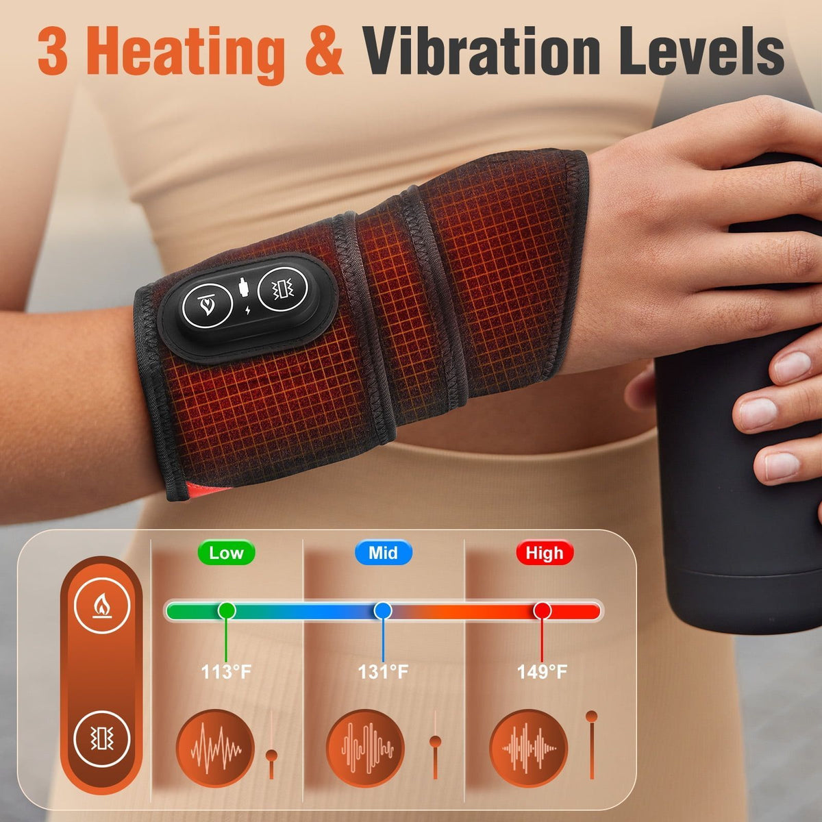 Infrared Heating Wrist Wrap Red Light Wrist Heating Pad Massage Heated Arm Straps