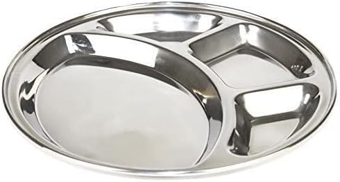 Stainless Steel 3 Compartment Dinner Plates Set of 4