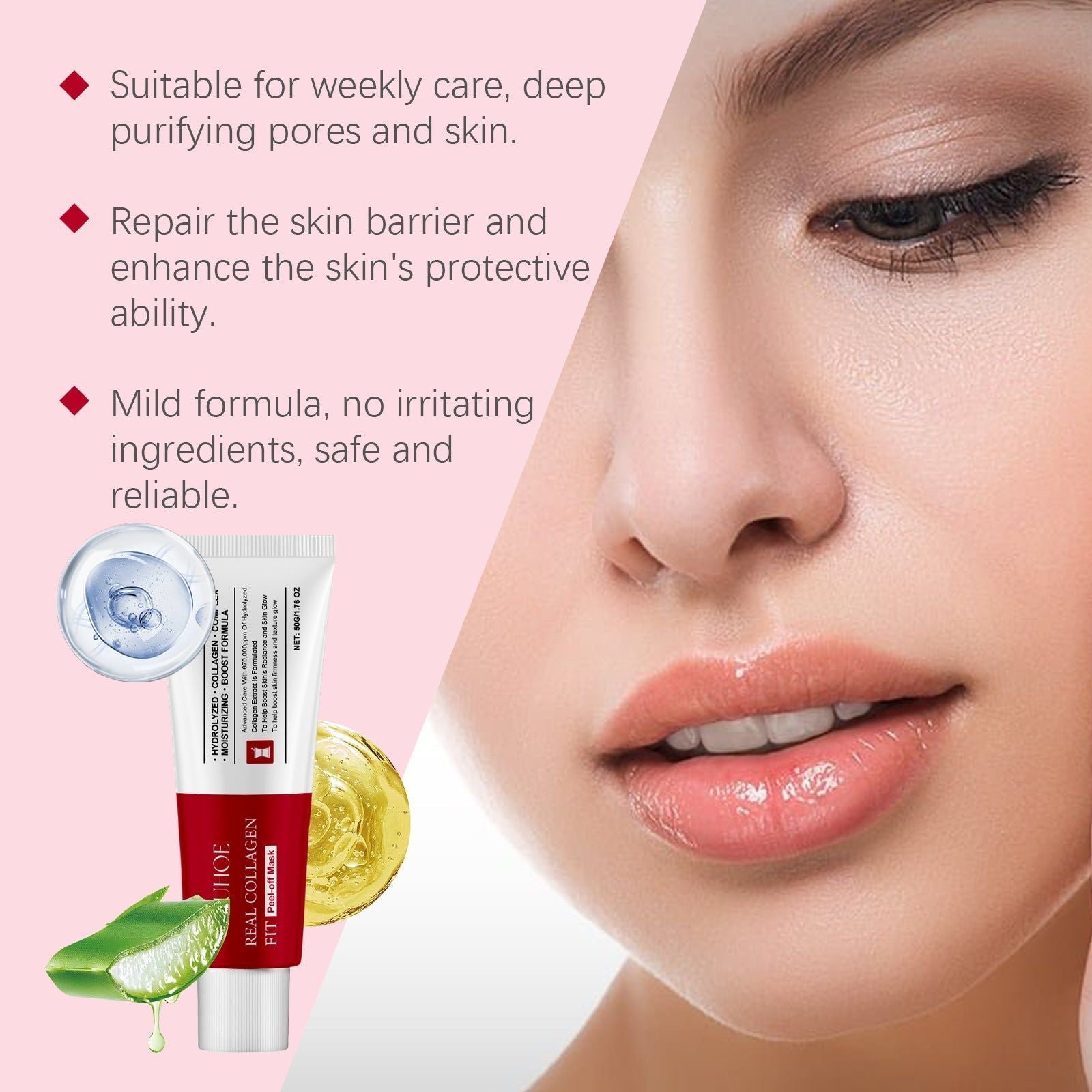 Collagen Tearing Mask for Facial Care, Hydrating, Brightening, Anti-Aging, Sensitive Skin ,50g