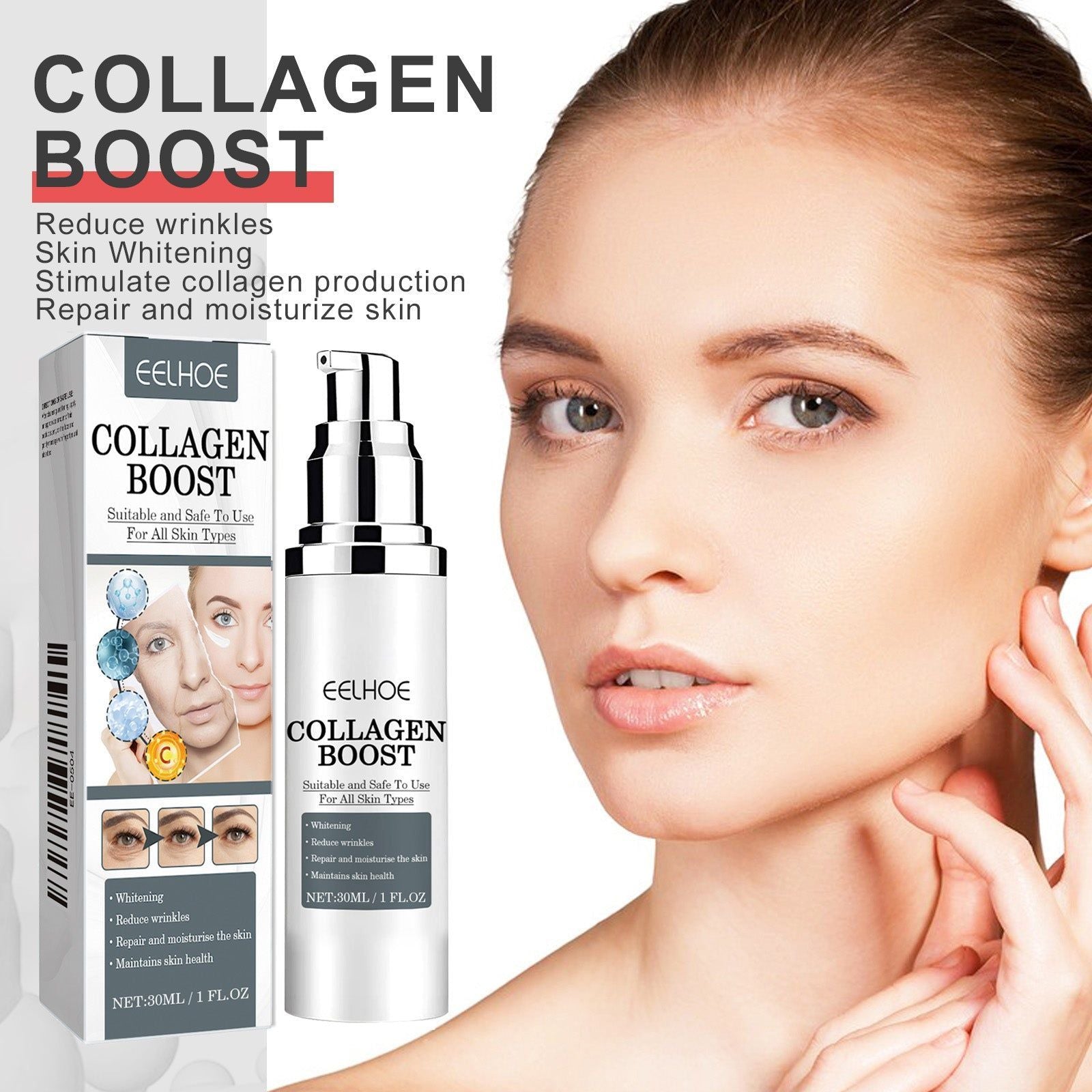 Collagen Cream Brightening Skin, Anti-Wrinkle, Hydrating, Tightening ,30ml