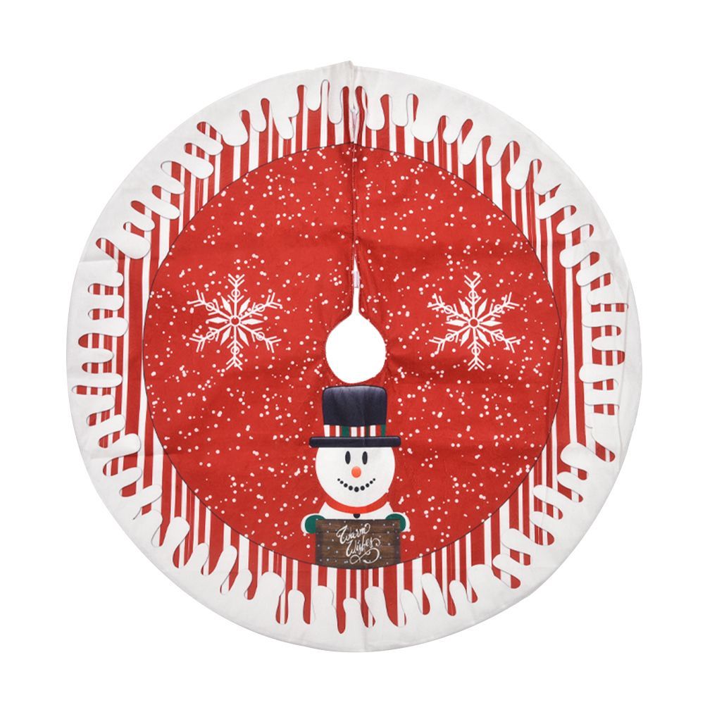 Christmas Tree Skirt Elk Santa Snowman Pattern Tree Mat Xmas Home Party Decoration