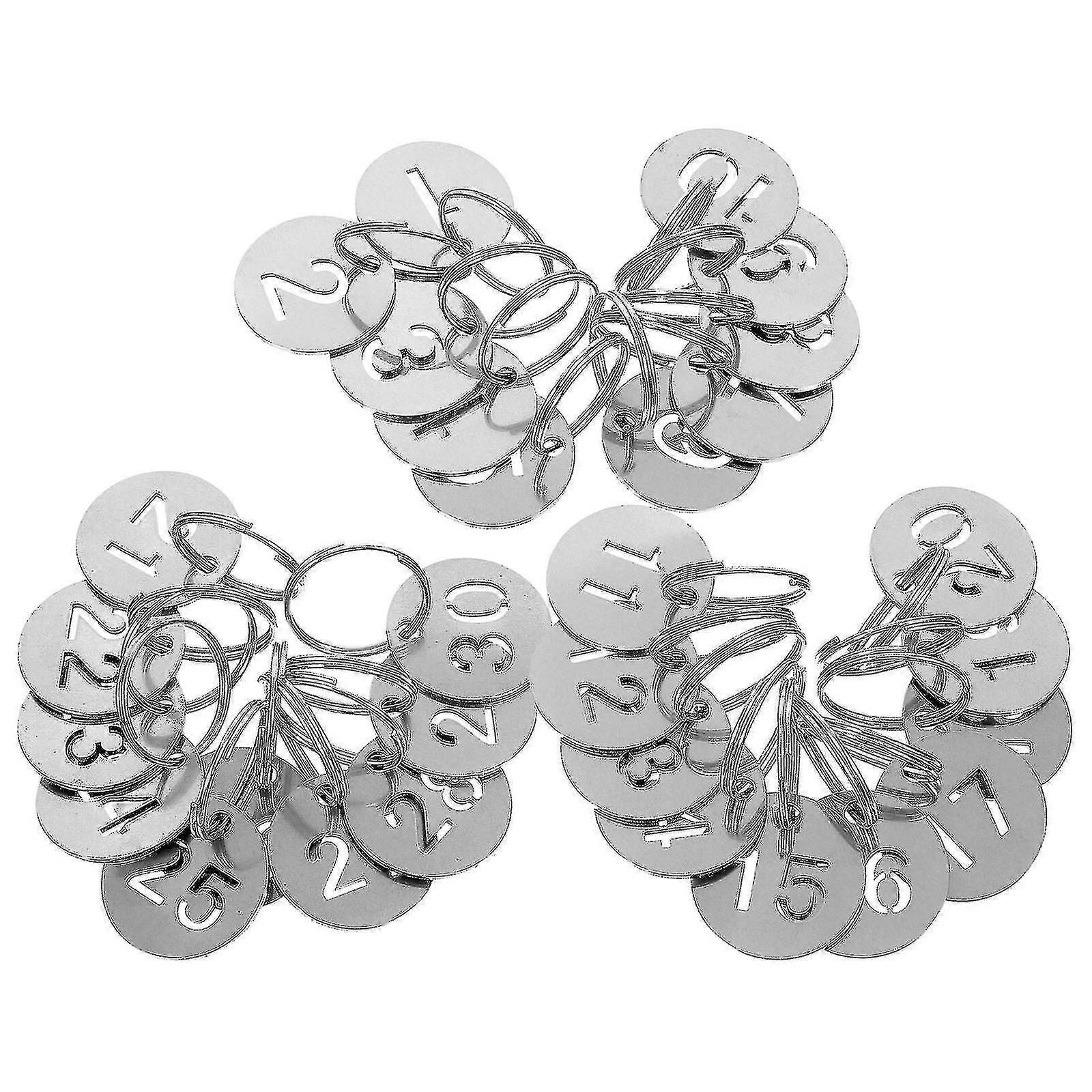 30pcs Number Id Tags Key Chain Stainless Steel Numbered 1-30 Tags Round Shaped Numbered Tags zxin