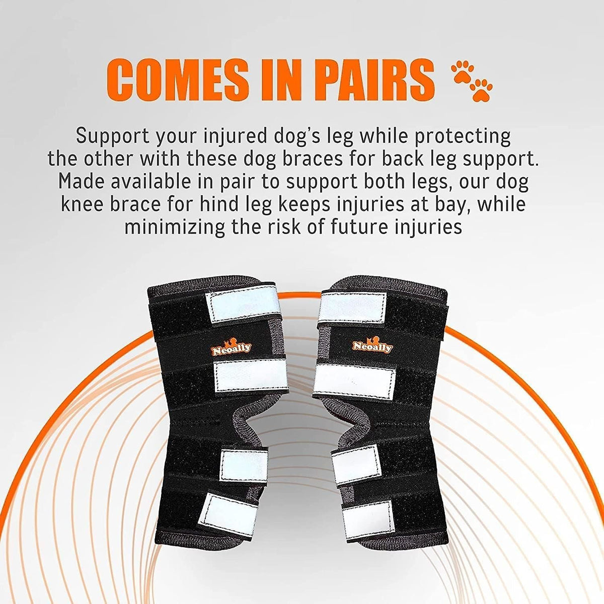 1 Pair Dog Rear Leg Brace Canine Rear Hock Joint Support With Safety Reflective Straps