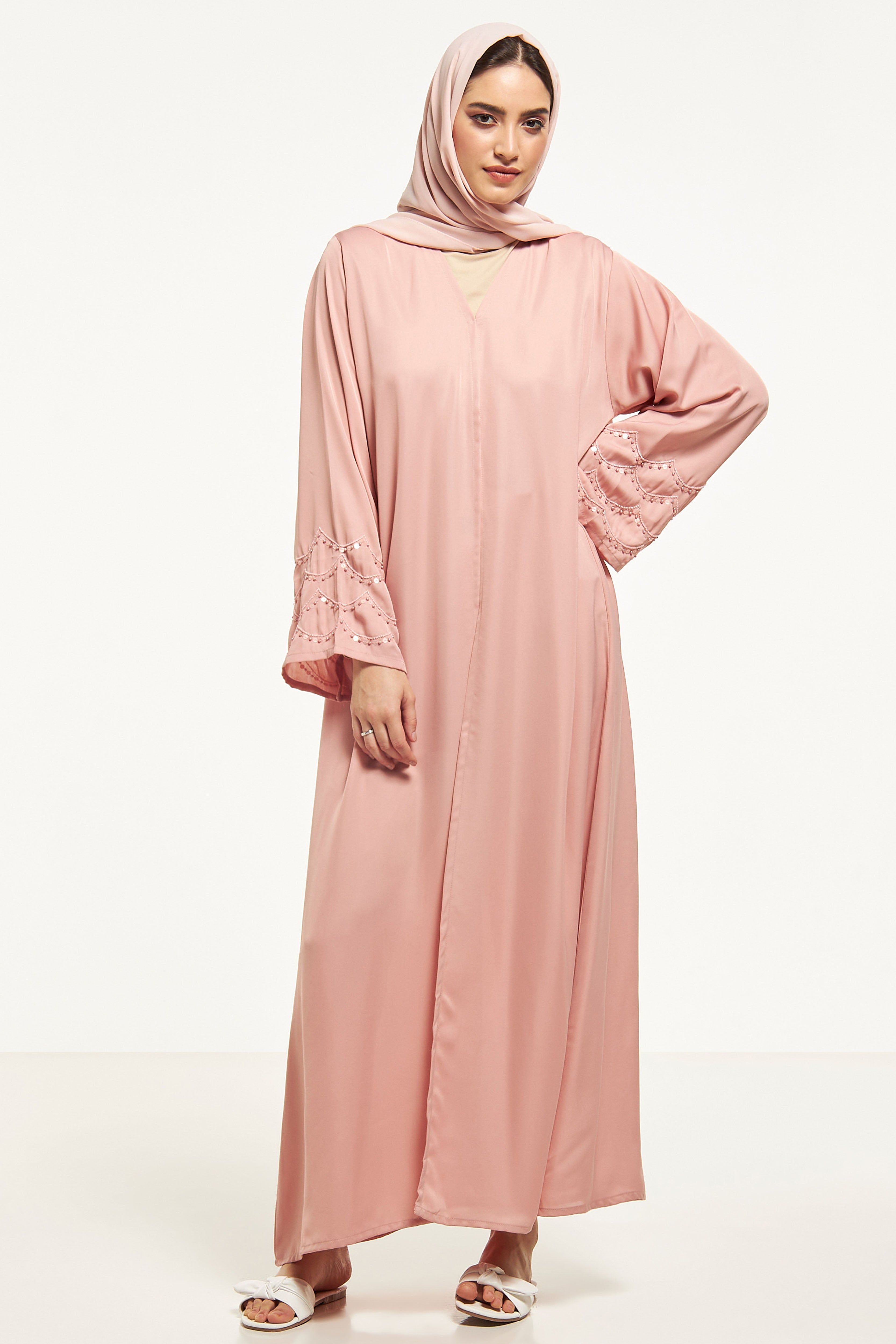 MOiSTREET Embellished Abaya with Sheila