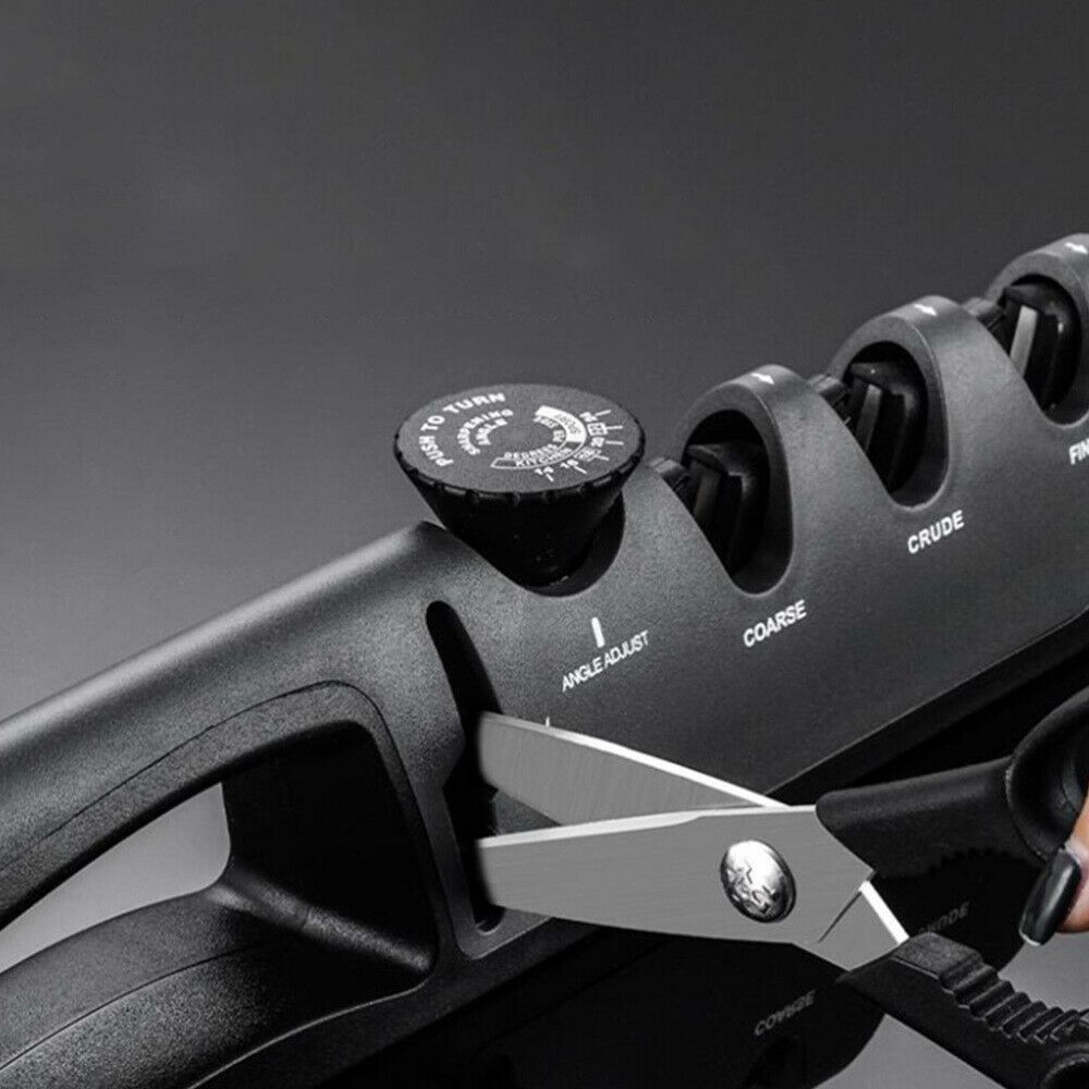 Knife Sharpener 4 in 1 Kitchen Honing Steel Adjustable Blade Sharpening Tool Polish Blades