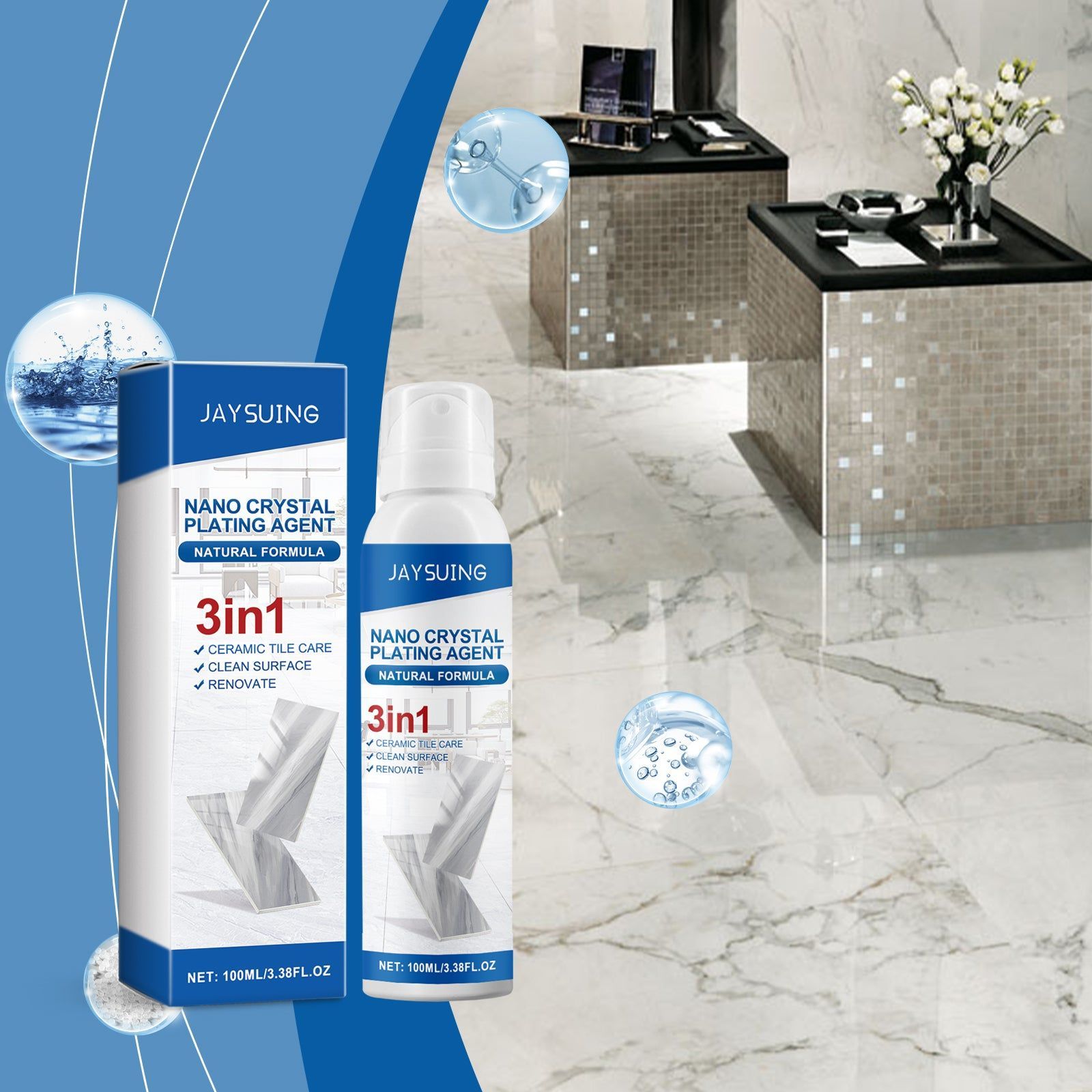 Nano Crystal Spray for Tile Care, Scratch Repair, Brighten & Waterproof, Easy to Use ,100ml
