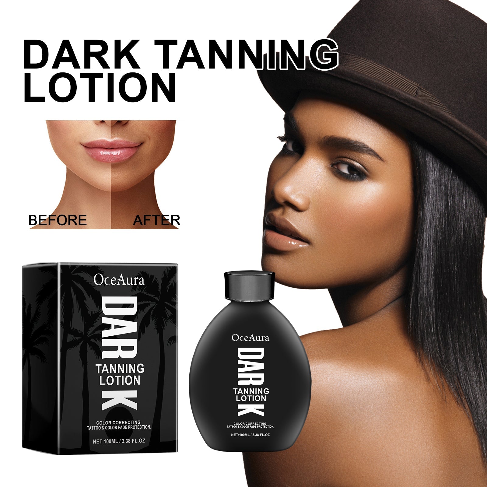 Dark Tanning Lotion, Promotes Blackening, Long-Lasting Moisturizer, Even Skin Tone ,100ml