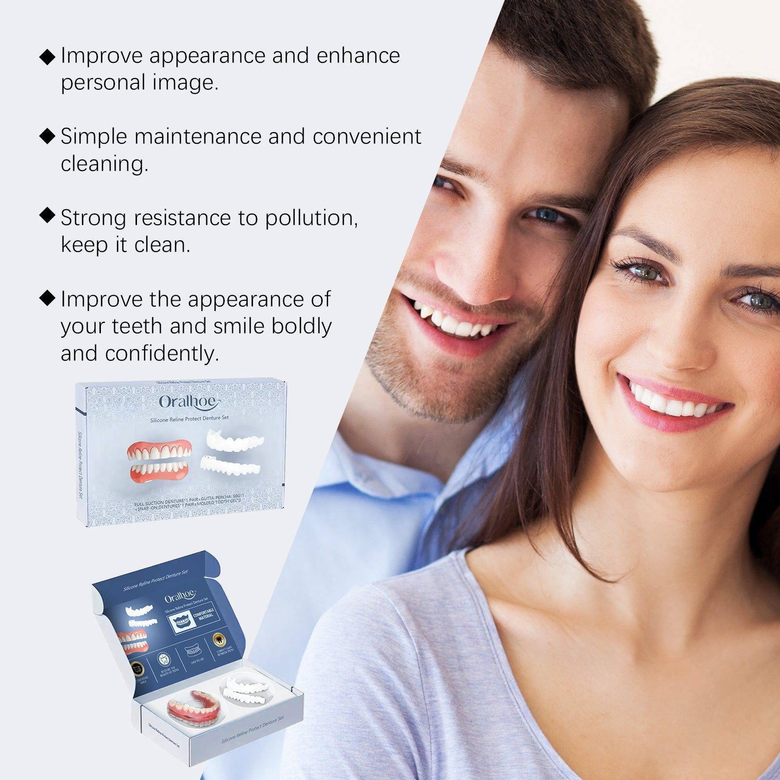 Enhance Your Smile Instantly, Beautiful Teeth Denture Cosmetic Set for Perfect Look ,1 set