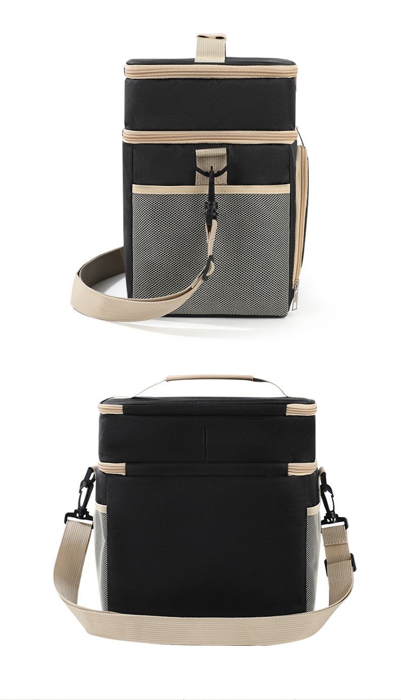 Double Layer Leakproof Insulated Lunch Bag with Shoulder Strap