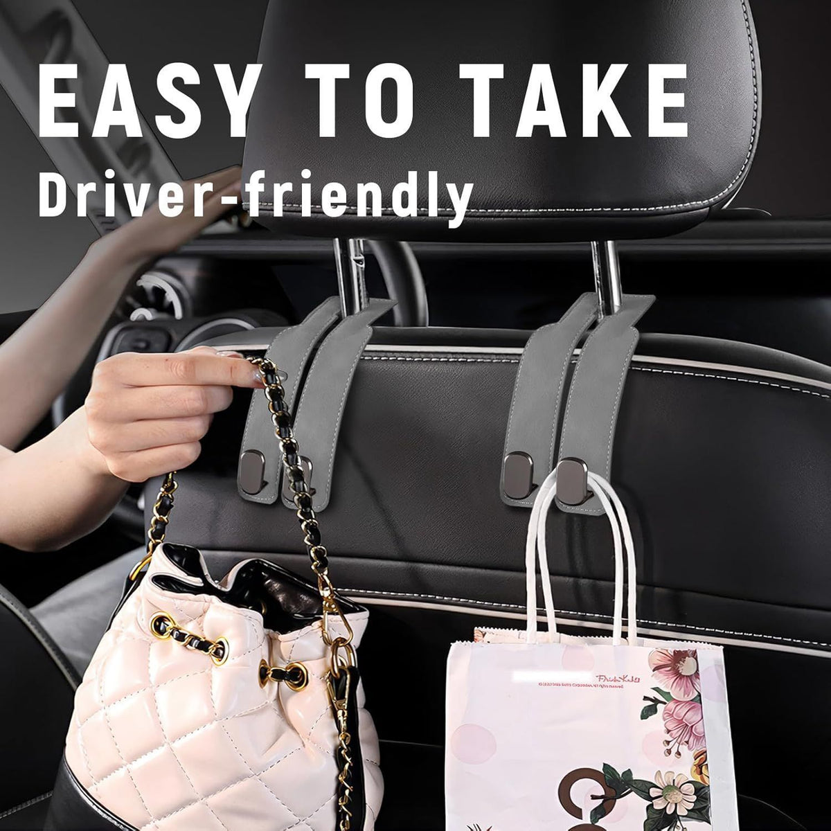 4PCS  Headrest Hooks for Car Seat Universal Bag Hanger Purse Holder Space Saving Organizer