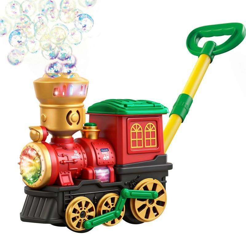Kids Train Bubble Machine Push Toy - Automatic Bubble Blower with Lights & Wheels, Outdoor Activity Toy for Toddlers 3+
