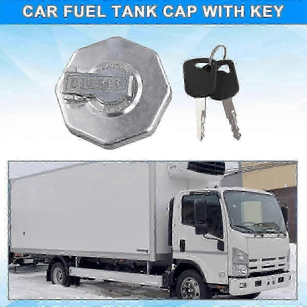 Car Fuel Cap With Key For Npr Nqr 4hk1 8-98146010-0 8-98088982-0 Silver