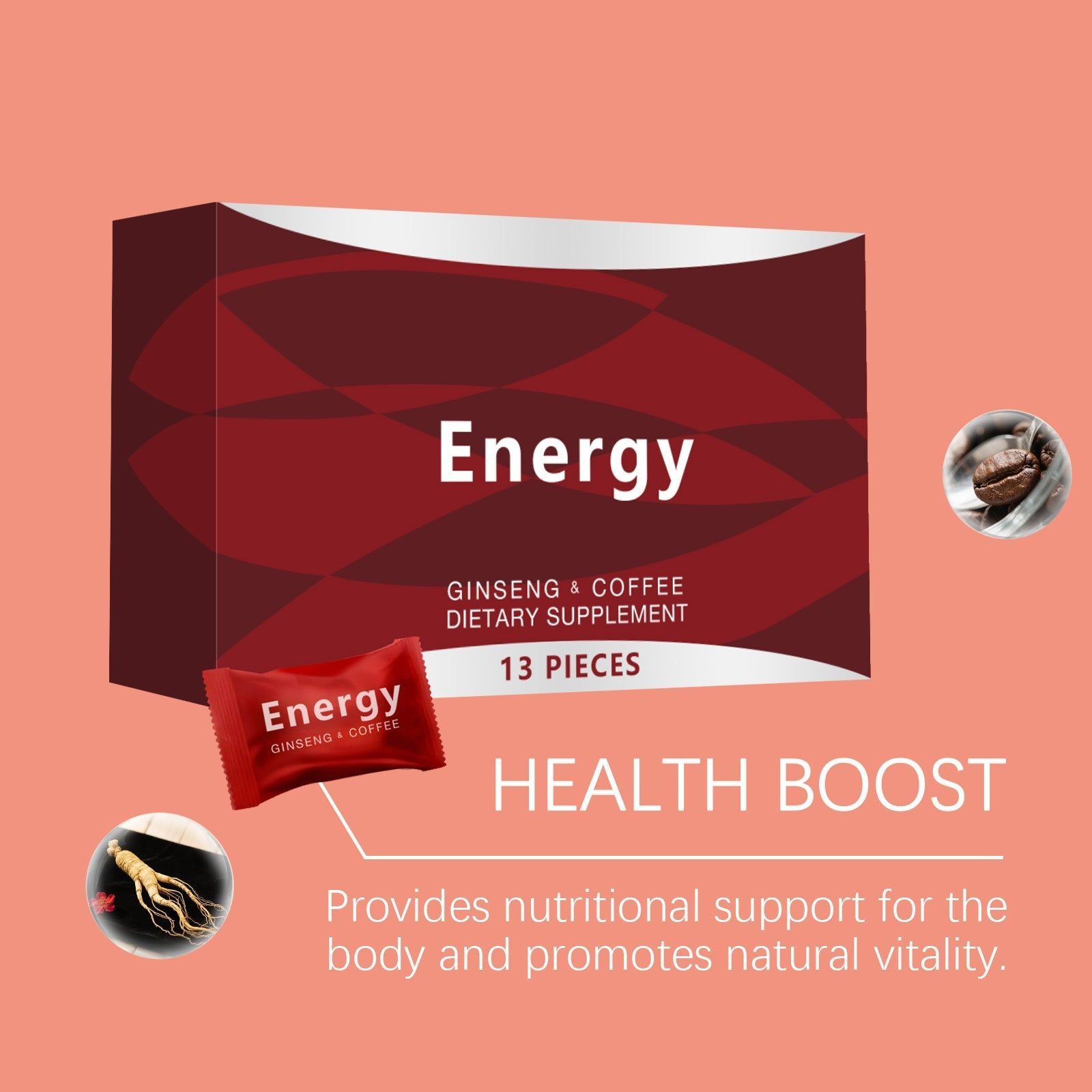 Boost Male Energy Naturally, Daily Herbal Supplement for Vitality and Focus ,13 pieces