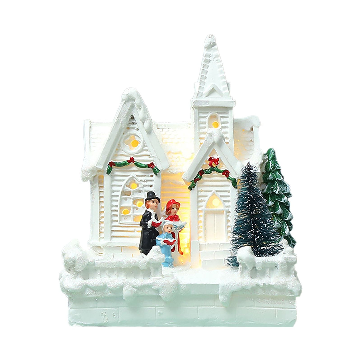 Glowing Little House Decoration Christmas Ornament Resin Snow House Gift