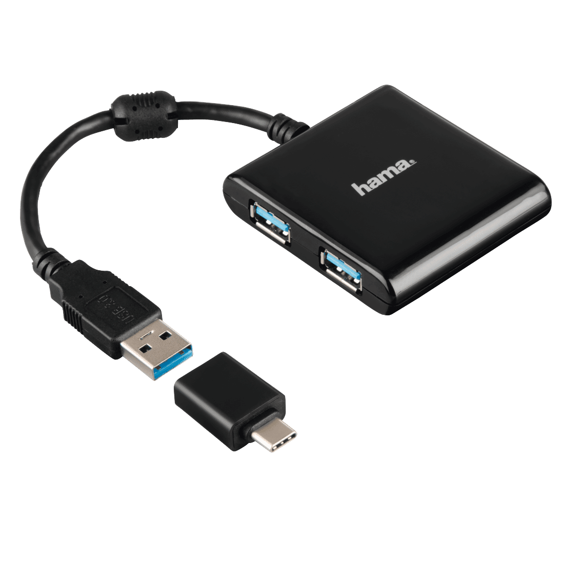 HAMA  12325 1:4 USB 3.1 Hub incl. USB-C Adapter, Bus-Powered, black