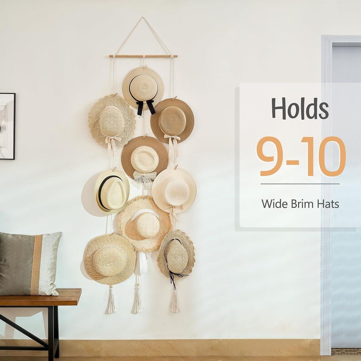 Hat Rack Hat Hangers for Wall Boho Caps Storage Organizer Hat Display Holder