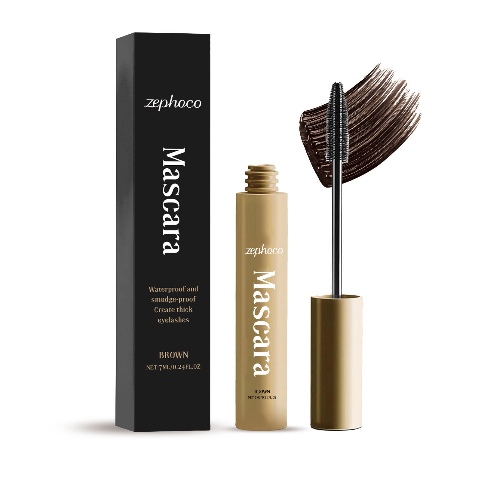 Brown Mascara, Long Curling Natural Look, Waterproof, Smudge-Proof ,7ml