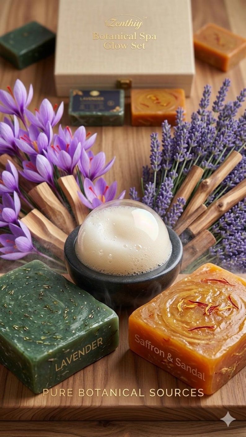 Trustmeds Morning & Night Saffron Sandalwood Lavender Soap Set