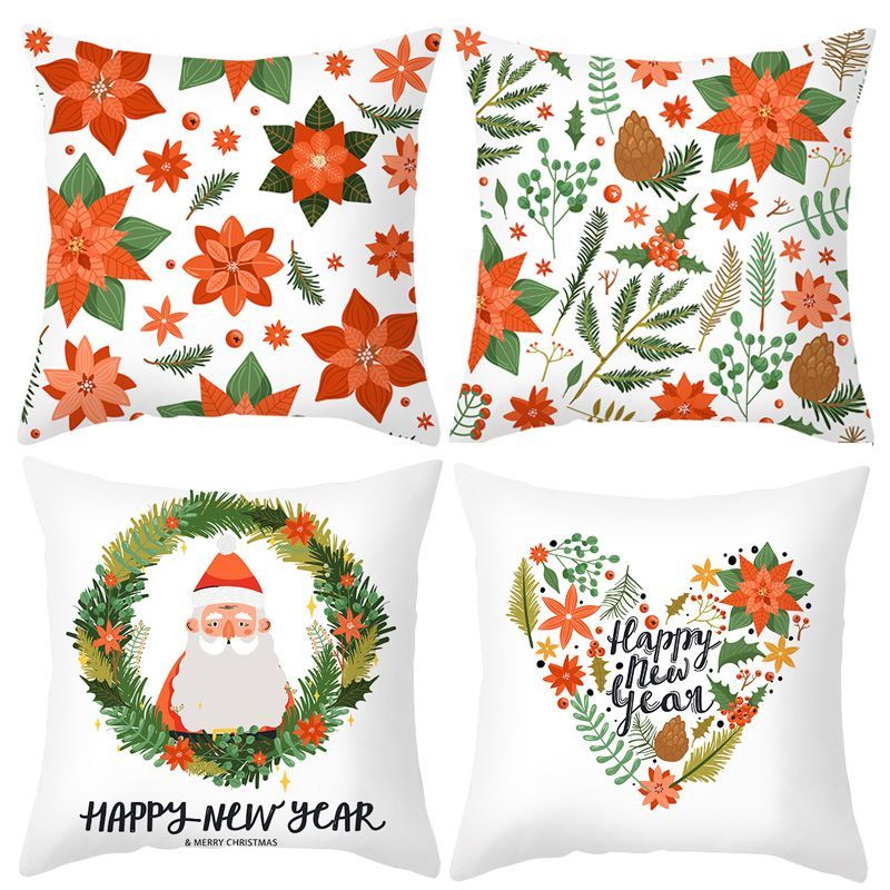 4pcs Christmas Pillow Cases Merry Christmas Throw Cushion Covers Holiday Decoration
