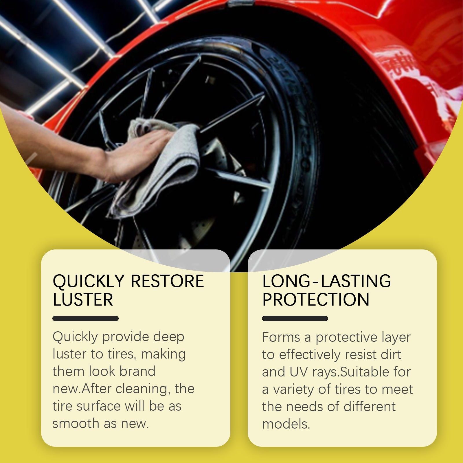 Car Cleaning Wheel Gloss Spray, Tire Shine & Protection, Easy Application ,120ml