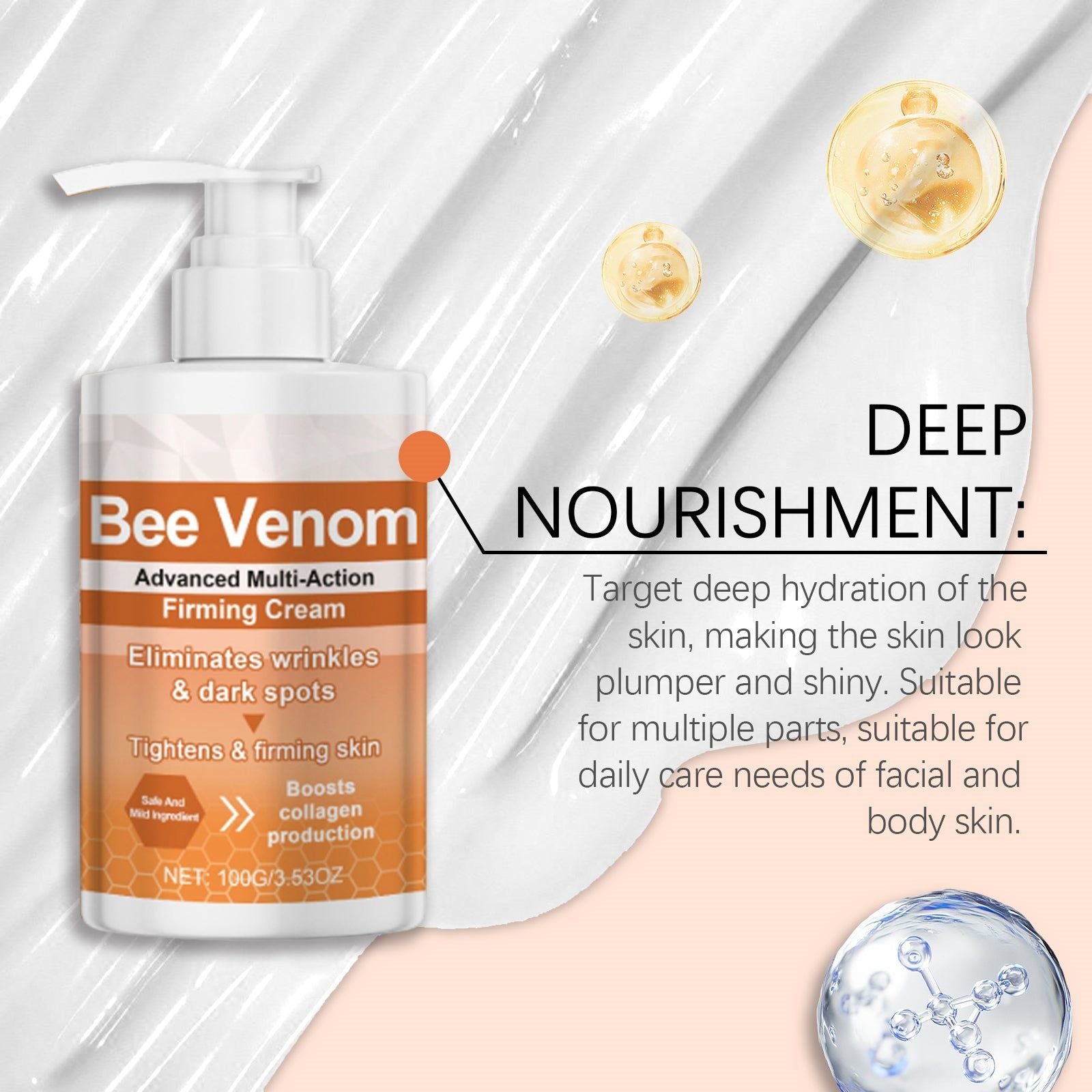 Deep Hydrating Body Lotion, Firming Moisturizer with Collagen, Hyaluronic Acid, Vitamin E ,100g