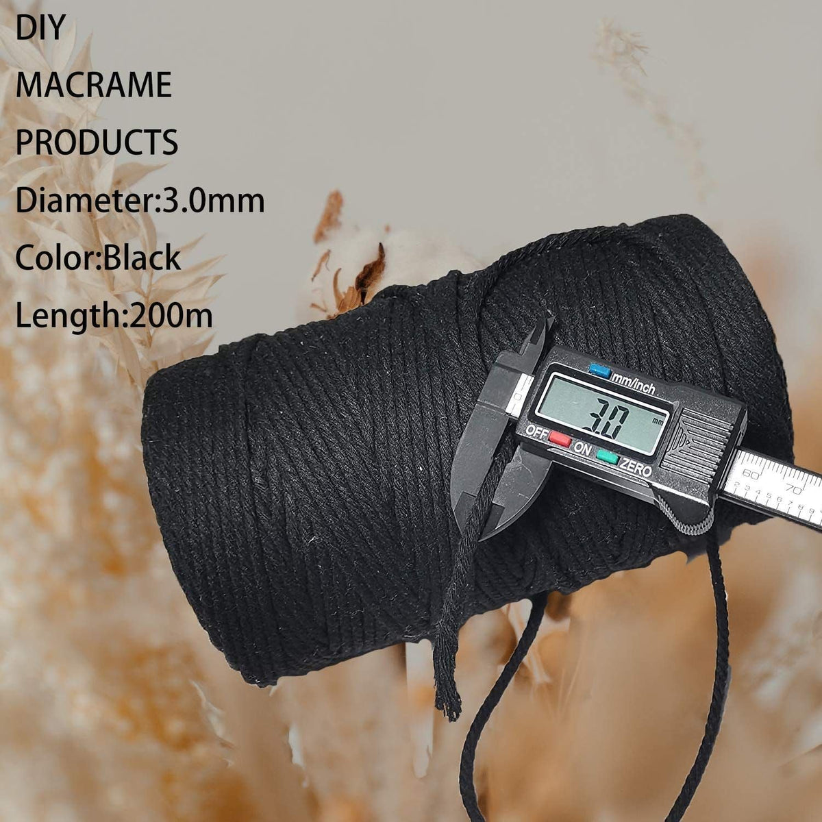 3 x 200 mm Cotton Cone Yarn Macrame Yarn Cotton Rope DIY Art Craft Knitting Tools