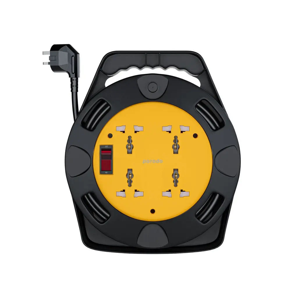 PORODO 4AC EXTENSION CABLE REEL WITH UNIVERSAL PLUG (10M)