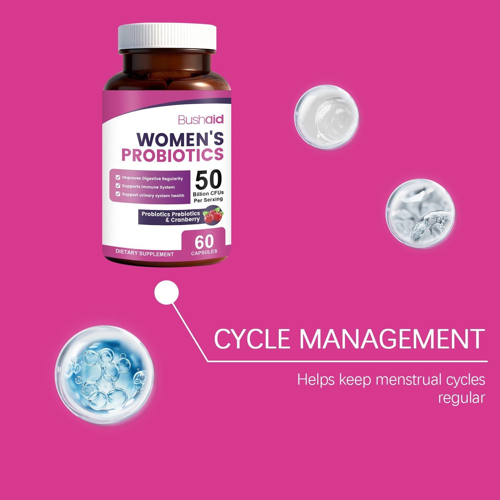 Boost Your Body Care with Female Probiotic Capsules for Gut, Vagina, and Urinary Health ,60 capsules