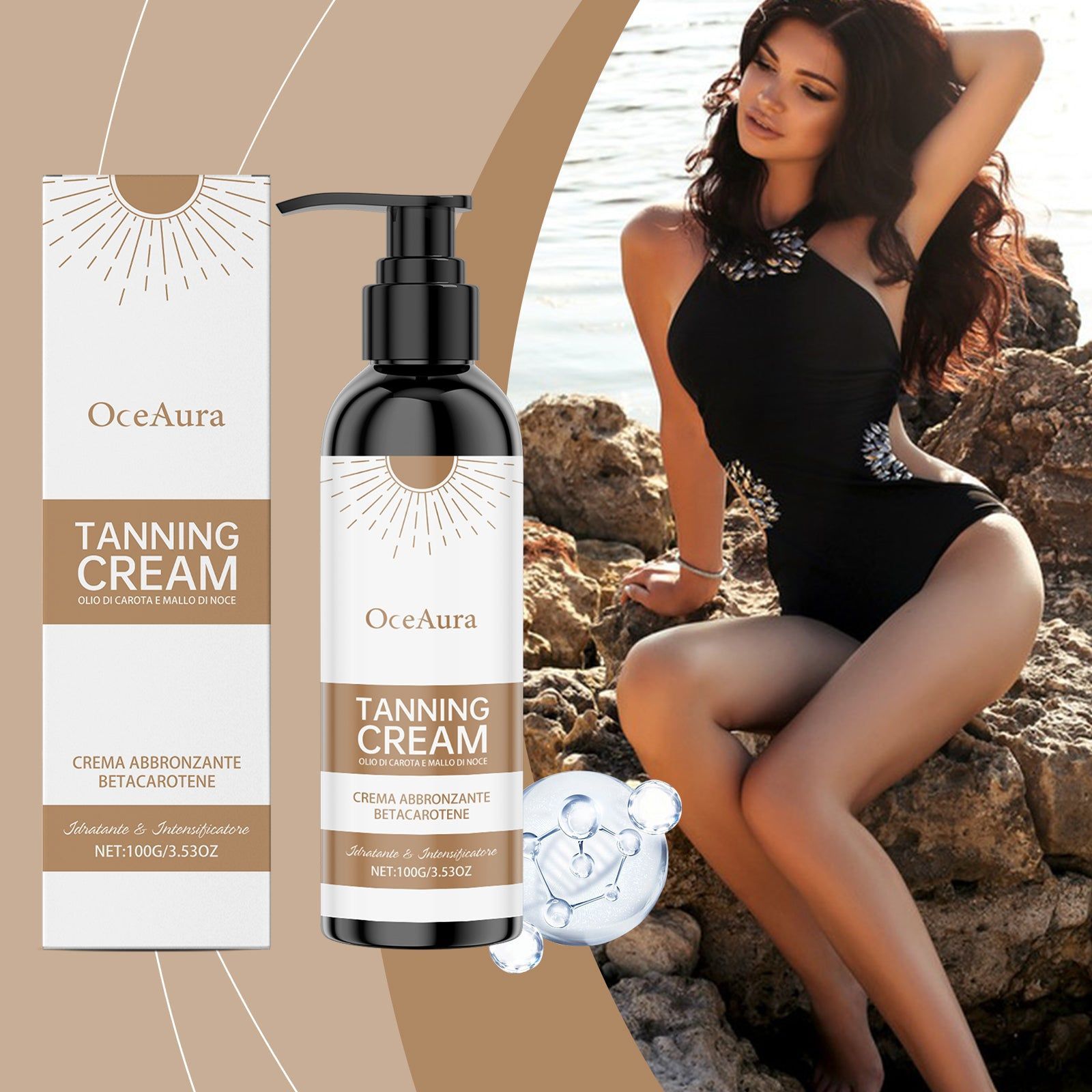 Body Care Moisturizing Darkening Cream, Gradual Tan, Hydrating, Sunless Tanning ,100g
