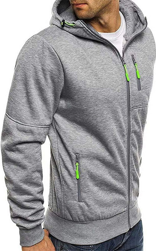 Men Zip Training Jacket Gym Hooded Long Sleeve Sweatshirt Gym Top Autumn Winter Coat
