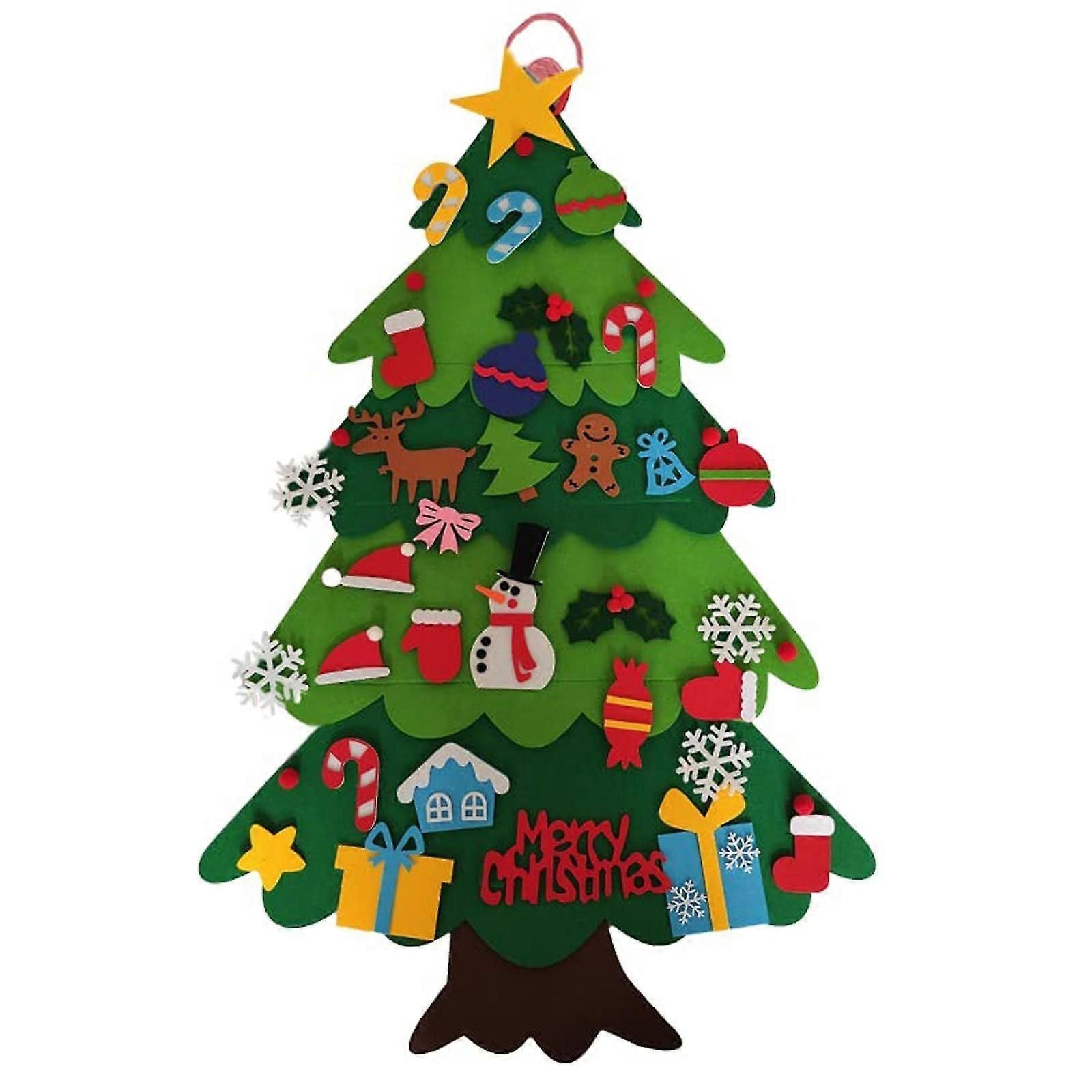 Diy Felt Christmas Tree For Kids Gift,with Detachable 32 Pcs Ornaments For Xmas New Year Decor