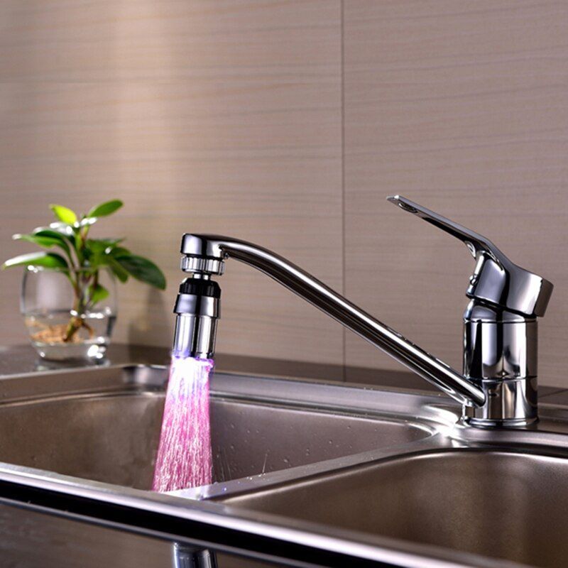 LED Water Faucet Light Temperature Sensitive Tap With 3 Color Changing For Kitchen Bathroom