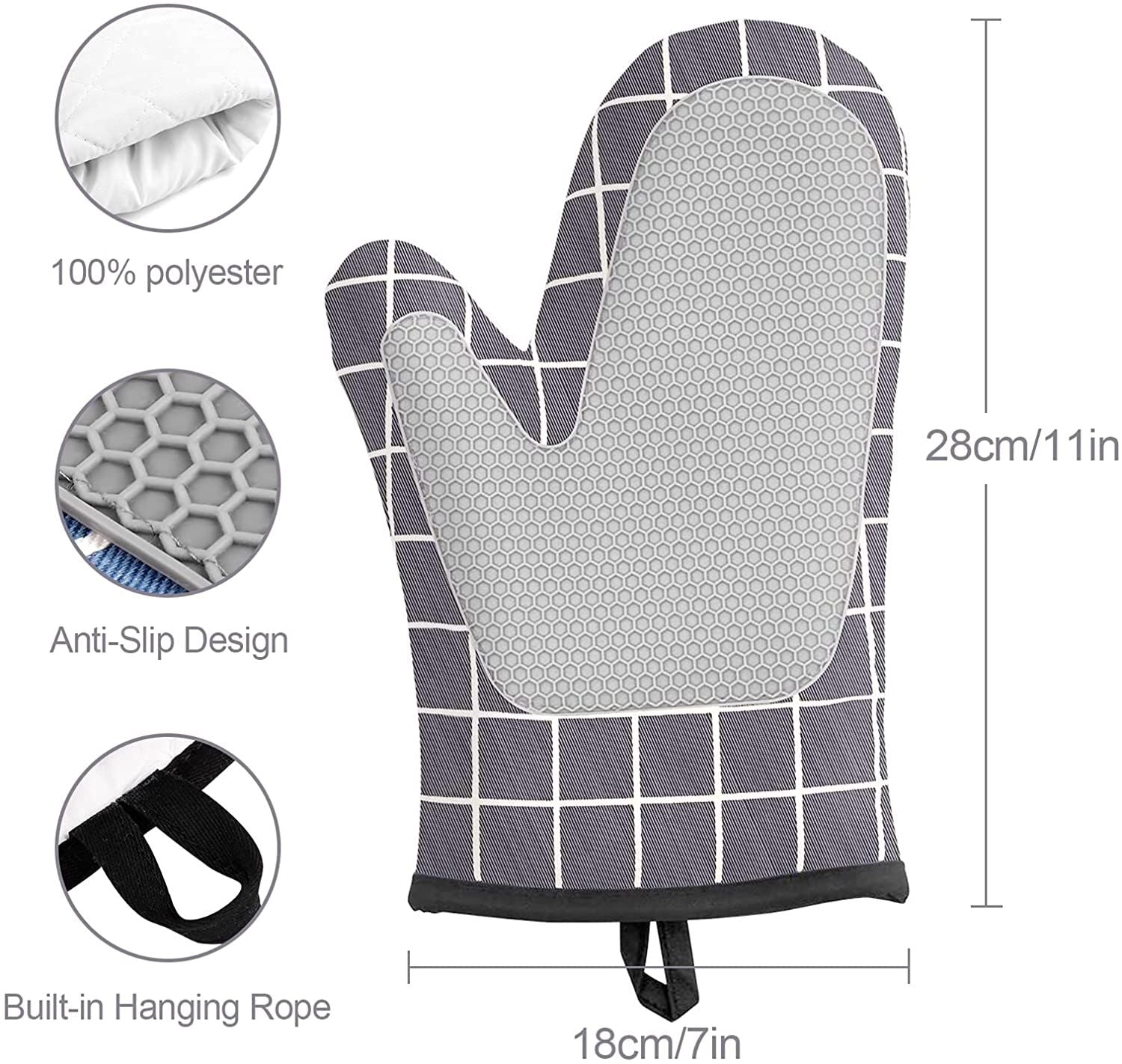 Oven Gloves Heat Resistant Mitts Silicone Kitchen Heat Insulating Gloves For Baking